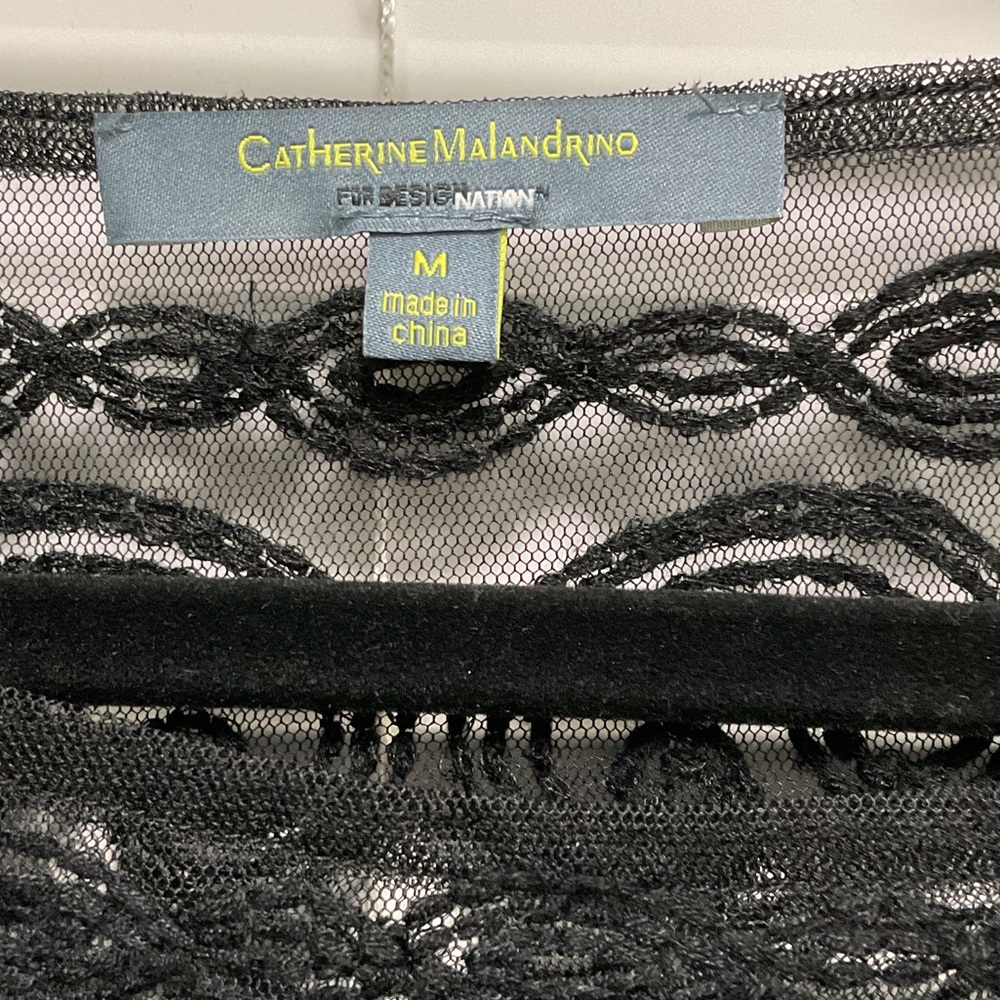 Catherine Malandrino Black Lace Overlay Dress with Nude Lining - Picture 2 of 4